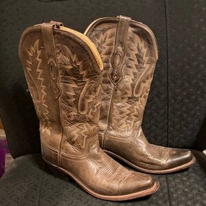 Old West Cowboy Brown Heeled Boots